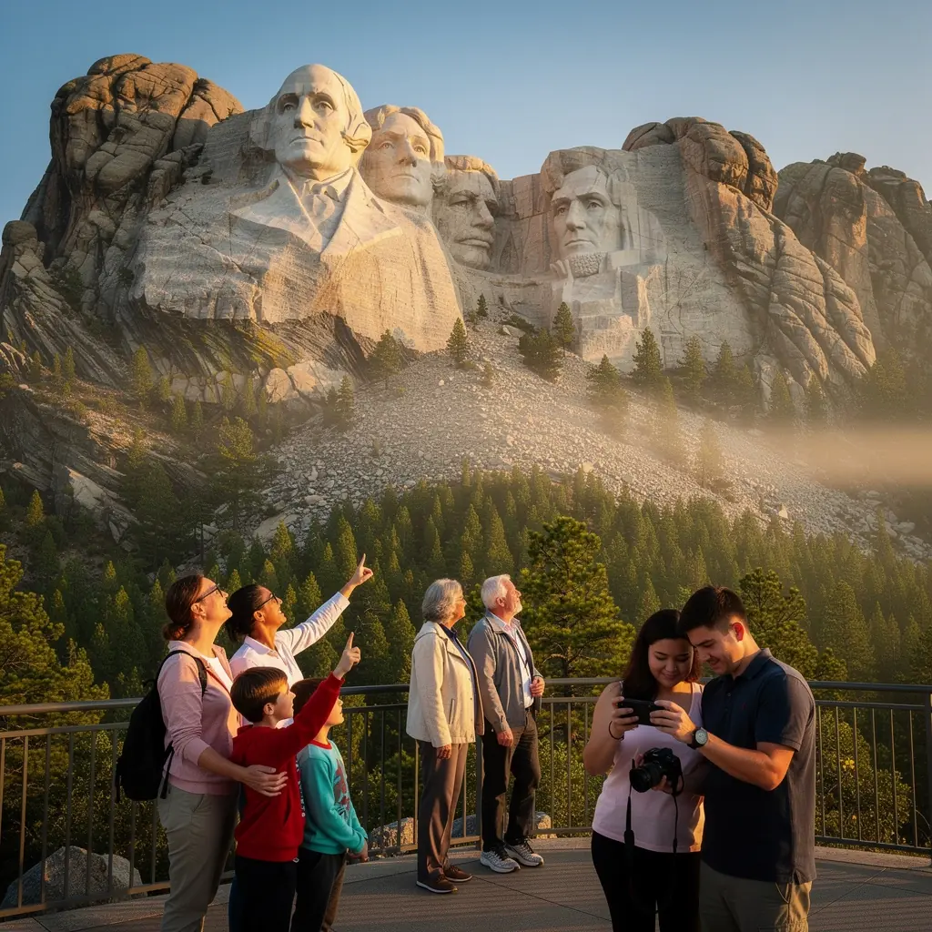 Путешественник, исследующий тропы в окрестностях горы Рашмор.