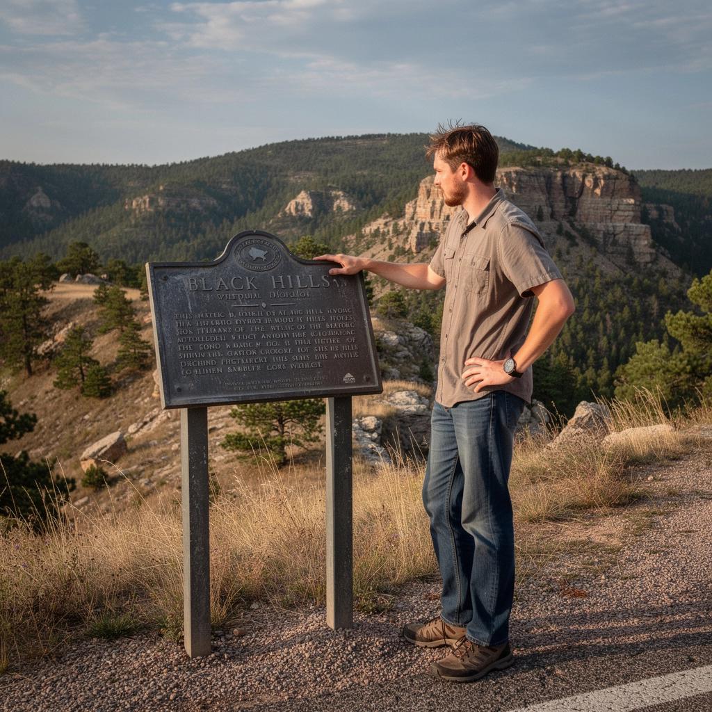Вход в пещеру в Черных холмах, окруженный зелеными деревьями и скалами